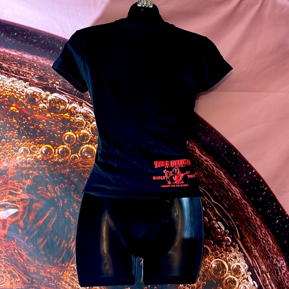 True Religion Women's Black and Red Graphic Tee - Picture 3 of 7